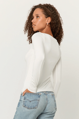 Light Gray Vera Boatneck Long Sleeve Top