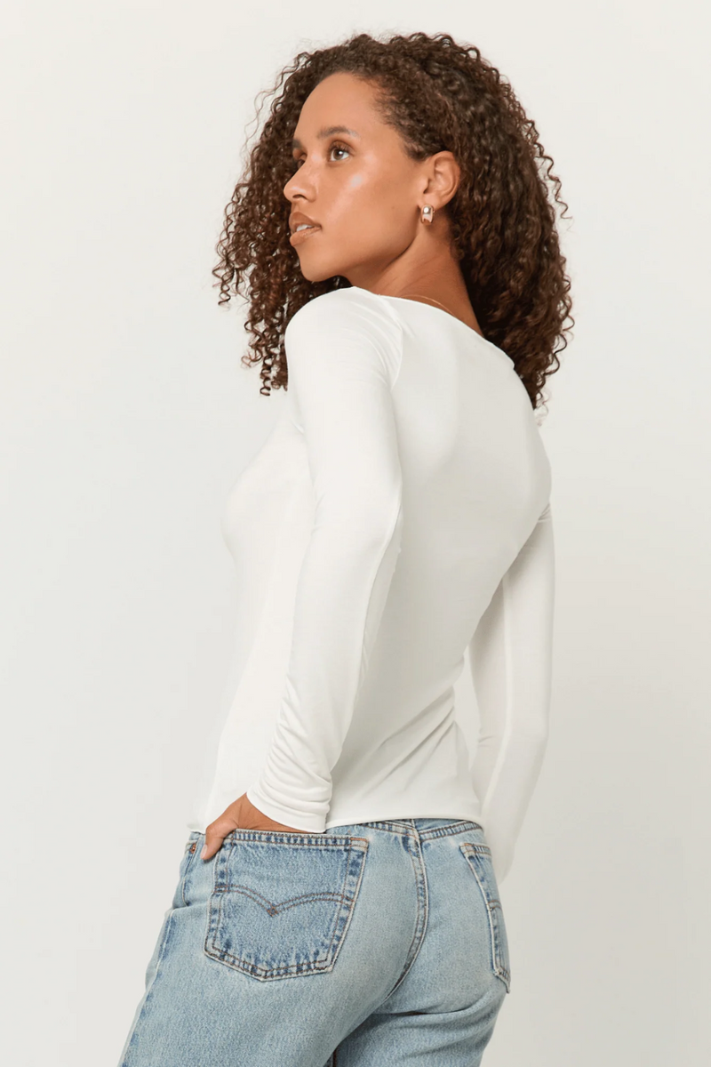 Light Gray Vera Boatneck Long Sleeve Top