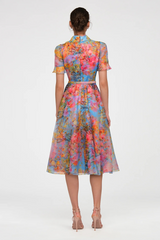 Lavender Marcel Organza Shirt Dress in Whisper Blue Zen in Bloom Formal Dress