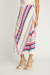 Light Gray Lucille Skirt in Nova Stripe Midi Skirt