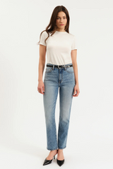 White Smoke Smarty Pants High Rise Slim Straight | Face To Face Jeans