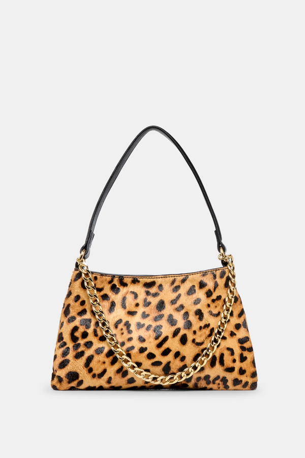 White Smoke Jagger Shoulder Bag in Leopard Calf Hair Handbags