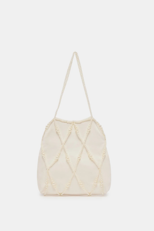White Smoke Serilda Pearl Handbag Ivory Satin Clutch