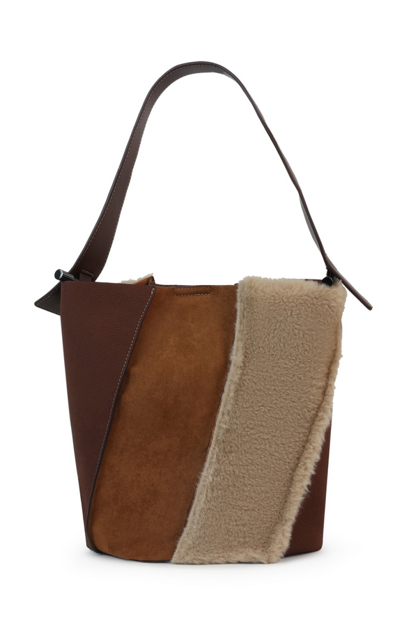Dark Olive Green Thalia Sherpa Bucket Bag Handbags