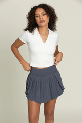 Light Gray Tiered Pleated Tennis Skirt Mini Skirt