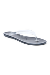 White Smoke Olsen Jelly Flip Flops | Clear/Black Flip Flop