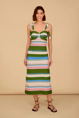 Tan Vivi Dress in Rayas Midi Dress