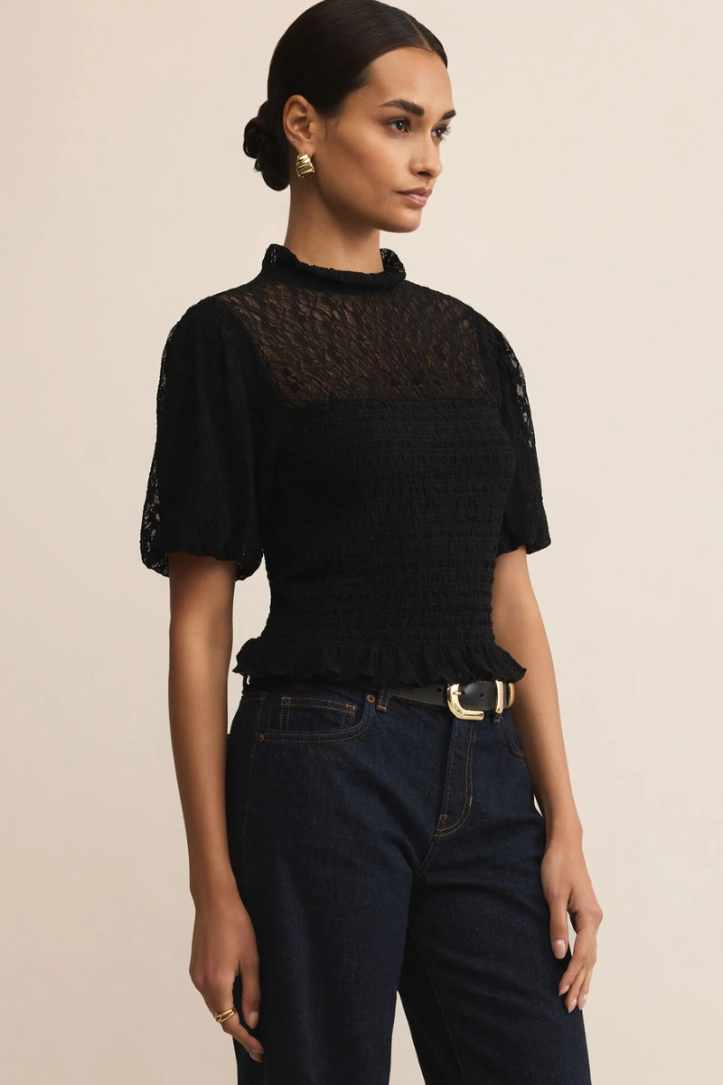 Light Gray Glimpse Lace Top Top