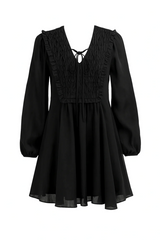 Black Chaney Long Sleeve Linen Mini Dress Mini Dress