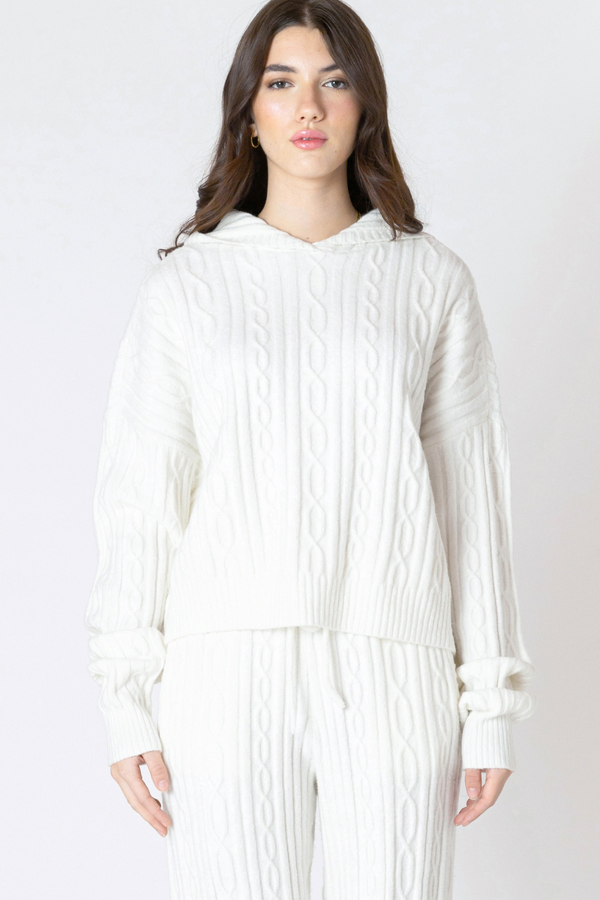 Lavender Hooded Cable Sweater Sweater