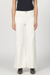 Light Gray Micah Studded Wide Leg Jean | Wheat Jeans