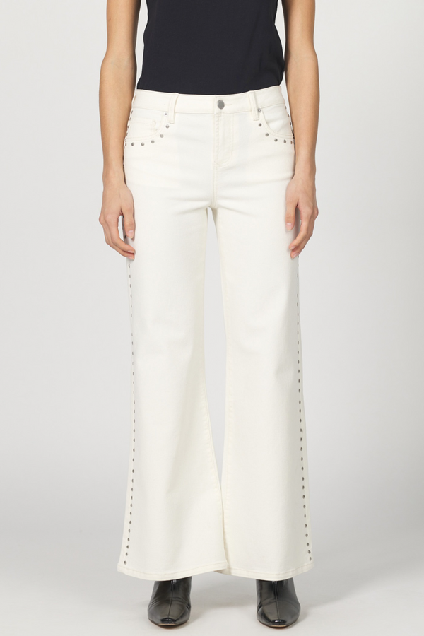 Light Gray Micah Studded Wide Leg Jean | Wheat Jeans