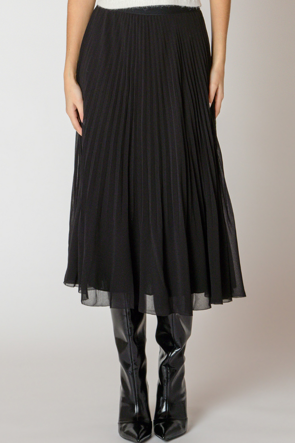 Black Watts Pleated Midi Skirt Midi Skirt