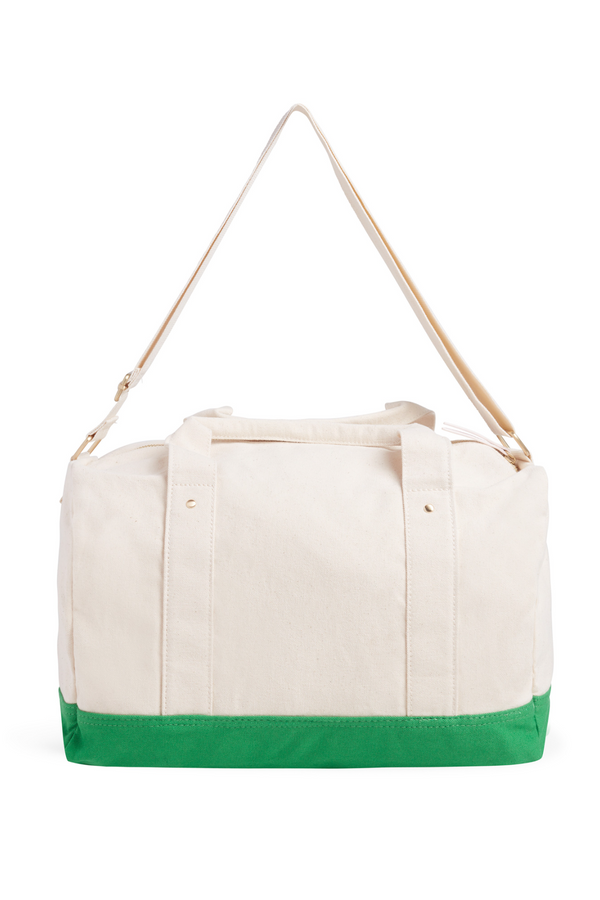 Antique White Canvas Duffle Bag in Natural Green Duffle Bag