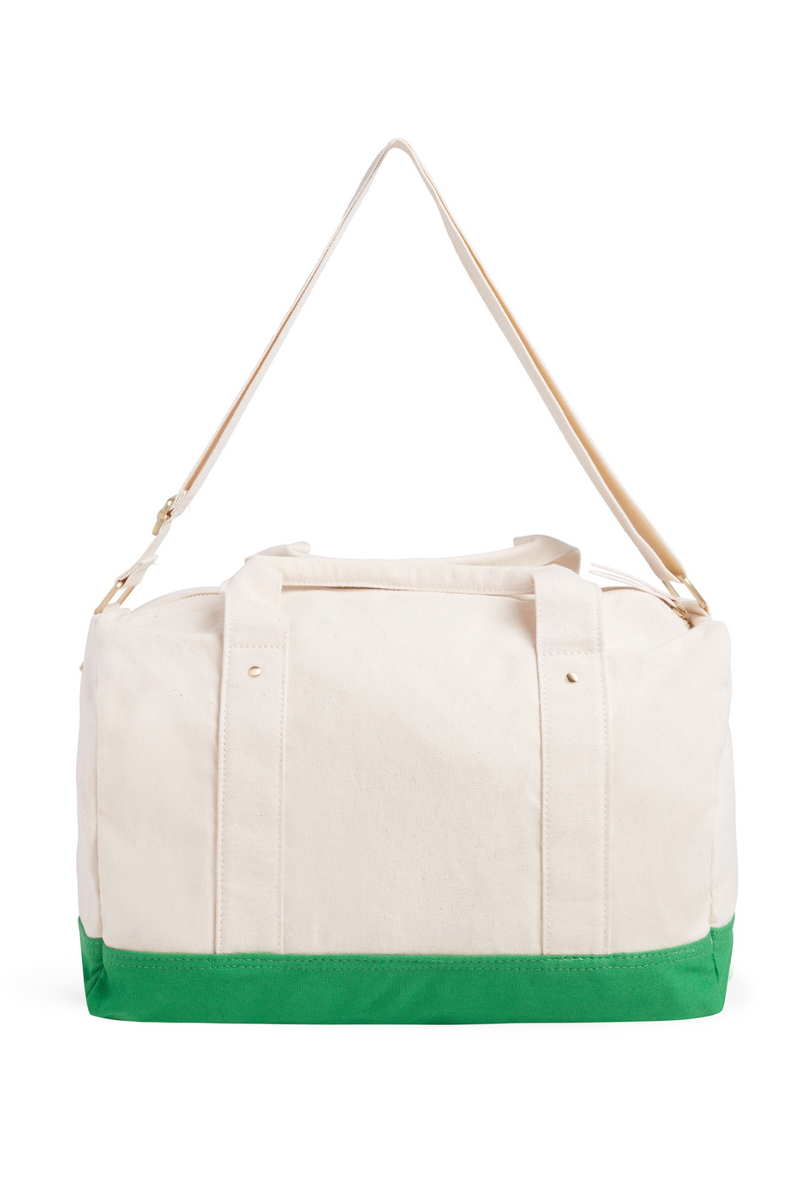Antique White Canvas Duffle Bag in Natural Green Duffle Bag