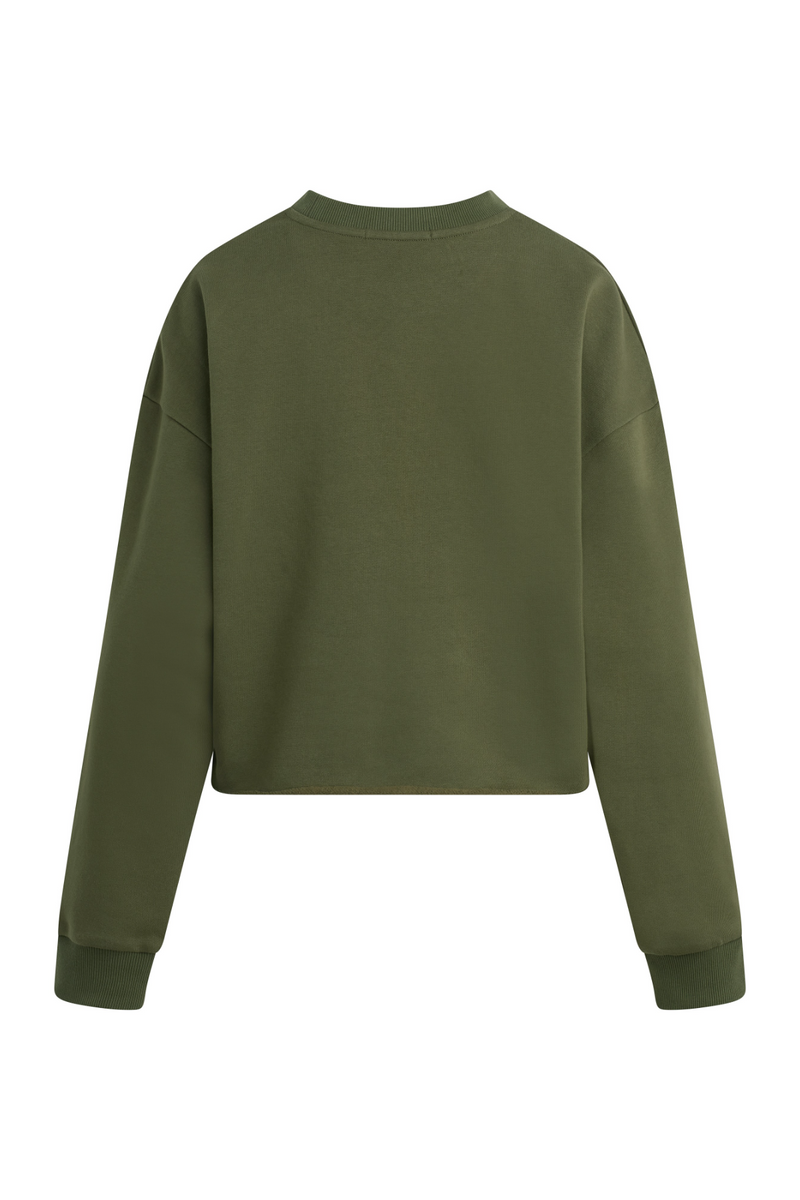 Dark Olive Green The Cropped Collegiate Sweatshirt Sweatshirt