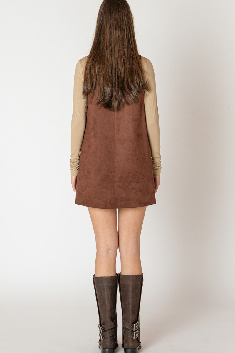 Light Gray Faux Suede Mini Dress Mini Dress