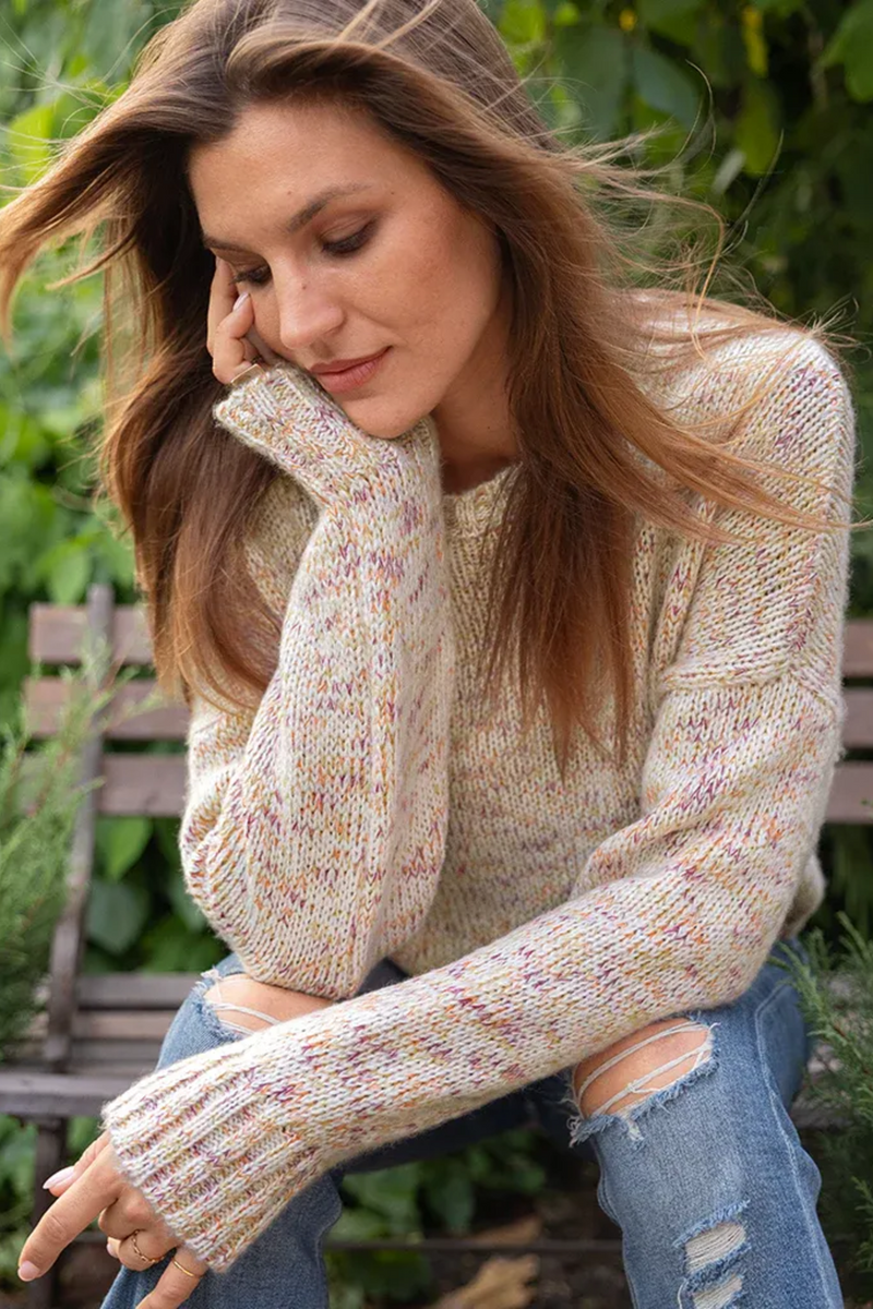 Dim Gray Josef Marled Crew Chunky Sweater