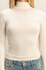 Antique White Pandi Long Sleeve Turtleneck Top Top