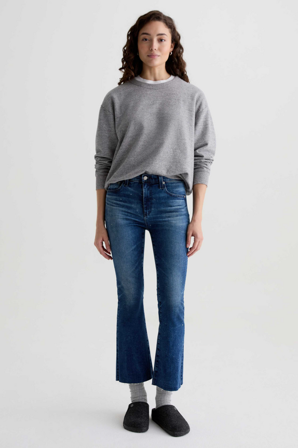 Light Gray Farrah Boot Crop With Splatter | 7 Years Render Jeans
