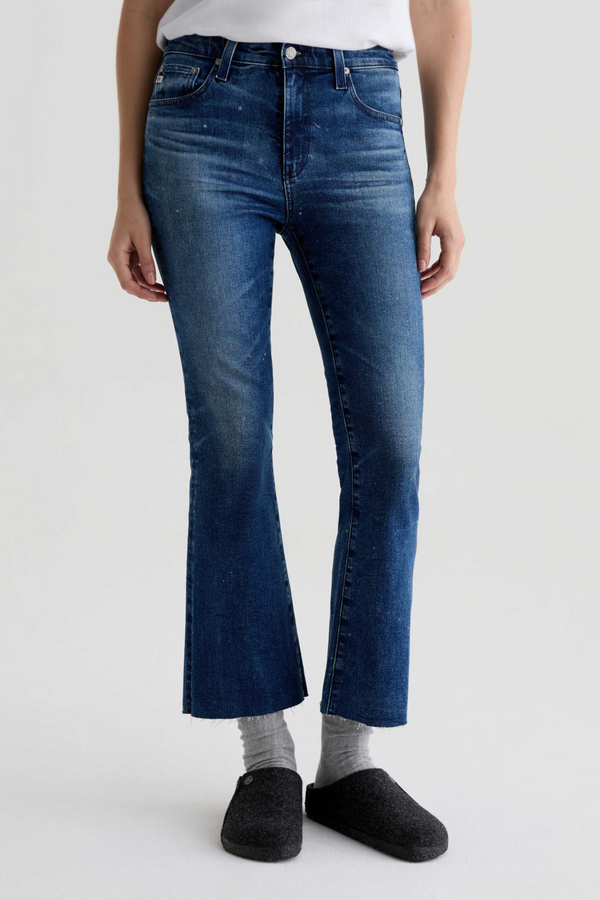 Dark Slate Gray Farrah Boot Crop With Splatter | 7 Years Render Jeans