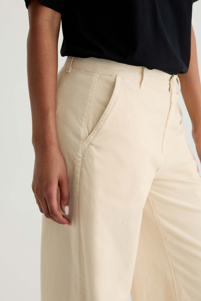 Light Gray Stella Corduroy Low Slung Palazzo | Opal Stone Pant