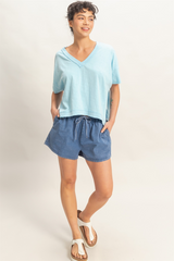 Antique White Niles Oversized V-Neck Top T Shirt