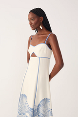 Lavender Off-White Mergulho Cut-Out Linen Midi Dress Maxi Dress
