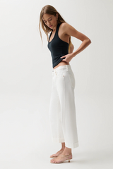 Light Gray Kacey Mid Rise Cuffed Boyfriend Jean | Optic White Jeans