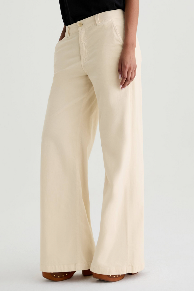 Light Gray Stella Corduroy Low Slung Palazzo | Opal Stone Pant