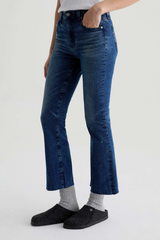 Dark Slate Gray Farrah Boot Crop With Splatter | 7 Years Render Jeans