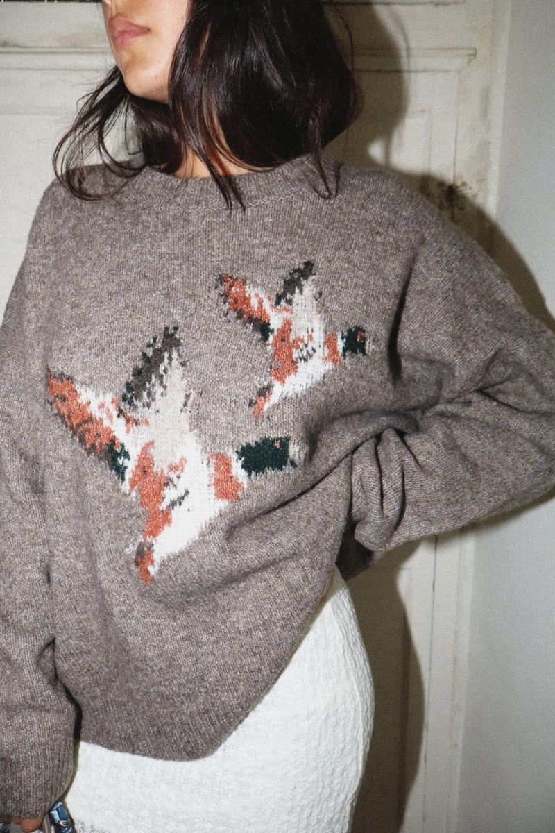 Light Slate Gray Where The Ducks Go Sweater Sweater