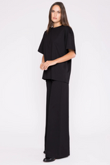 Black Ponte Knit Big Shirt Shirt