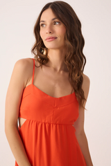 Misty Rose Red Pitanga Side Cut-Out Wrap Midi Dress Maxi Dress
