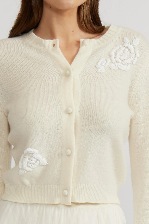 Light Gray Nilda Beaded Cardigan Cardigan