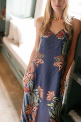 White Smoke Camille Slip Dress in Botanical Midnight Maxi Dress