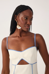 Lavender Off-White Mergulho Cut-Out Linen Midi Dress Maxi Dress