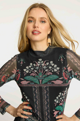 Dark Slate Gray Marta Top in Twilight Bloom Top