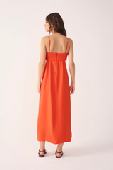 Misty Rose Red Pitanga Side Cut-Out Wrap Midi Dress Maxi Dress