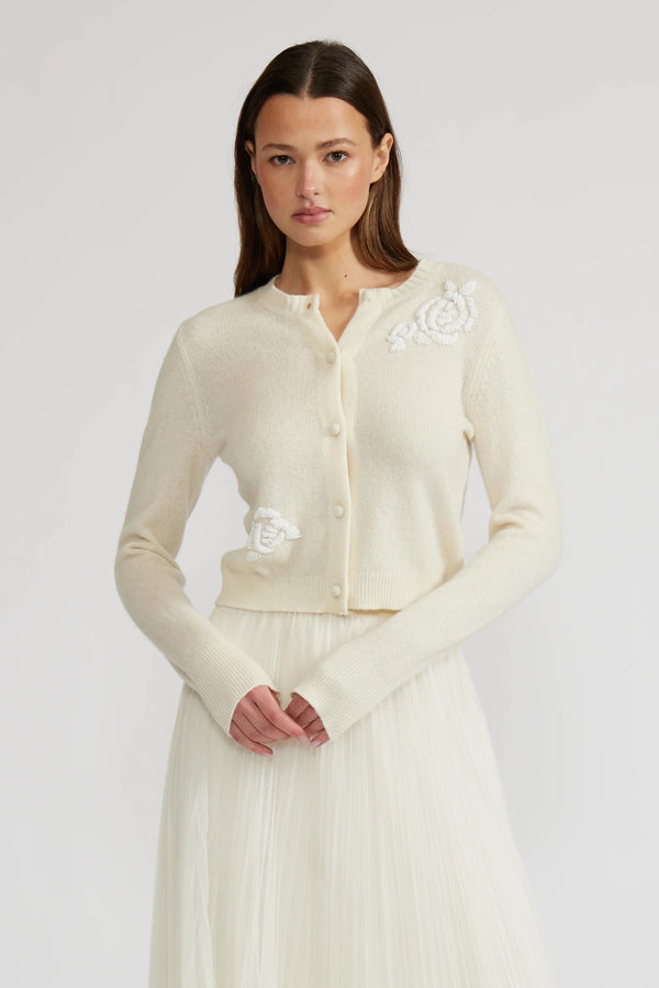 Light Gray Nilda Beaded Cardigan Cardigan