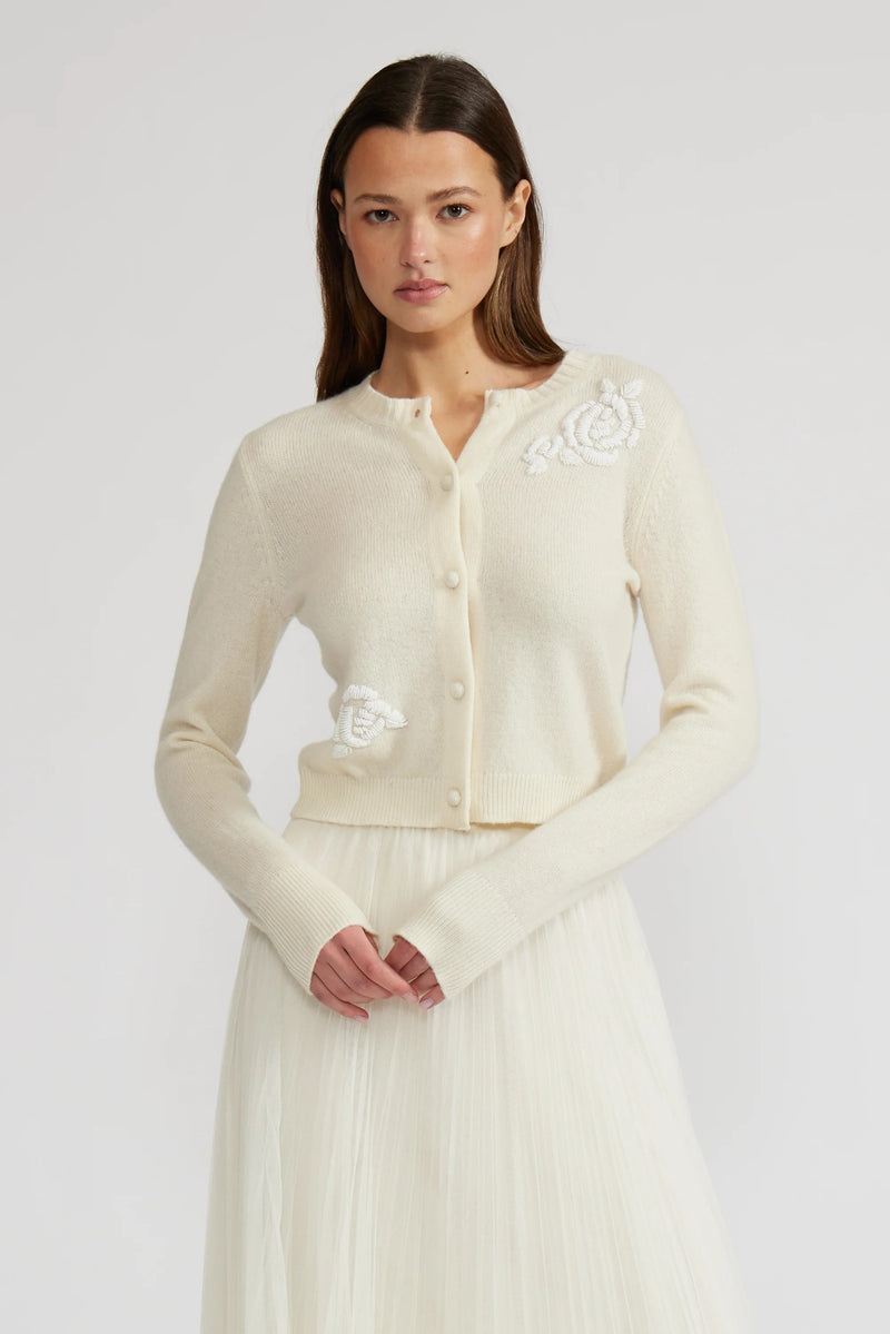 Light Gray Nilda Beaded Cardigan Cardigan