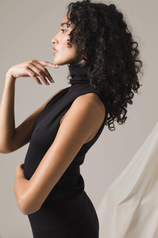 Dark Gray Tank Turtleneck Midi Dress Midi Dress