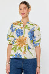 Lavender Aster Floral Print Blouse Blouse
