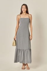 Gray Gingham Maxi Dress in Black/White Maxi Dress