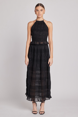 Dark Slate Gray Gathered Chiffon Sequin Maxi Skirt Maxi Skirt