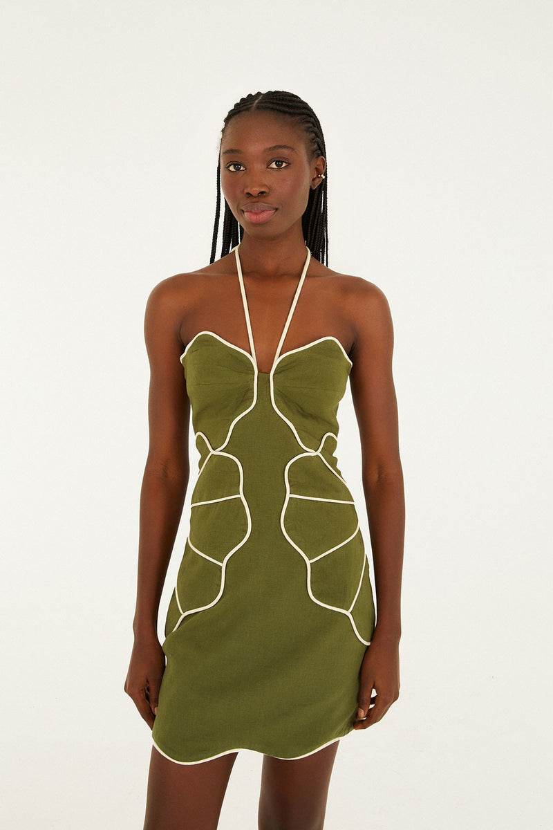 Green Wavy Cutouts Mini Dress Two Cumberland Green Wavy Cutouts Mini Dress Two Cumberland