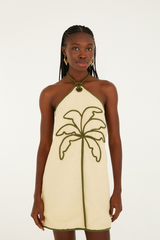 Antique White Sand Coconut Sleeveless Mini Dress Mini Dress