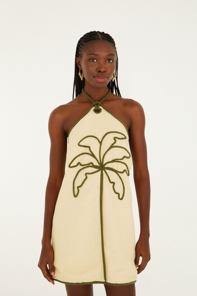 Antique White Sand Coconut Sleeveless Mini Dress Mini Dress