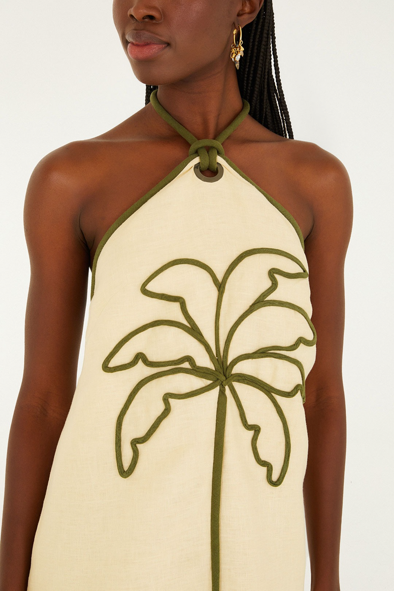 Antique White Sand Coconut Sleeveless Mini Dress Mini Dress