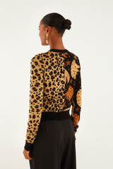 Black Banana Leopard Mixed Cardigan Cardigan